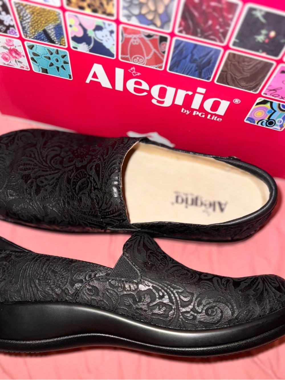 PRICE DROP Alegria Black Paisley Slip-On Clog